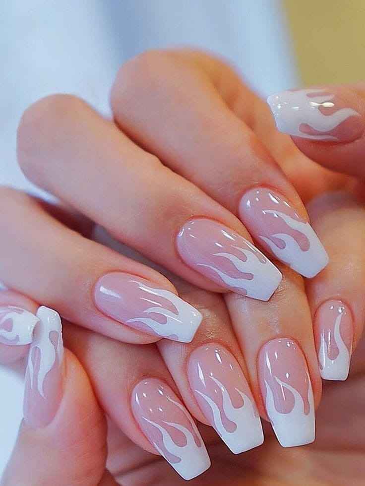 Fierce White Overlays Summer Coffin Nails