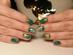 Green and Gold Nail Designs