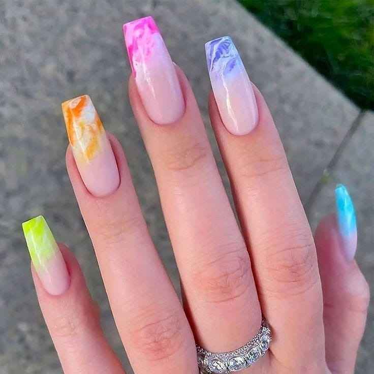 Marble Magic Coffin Nails