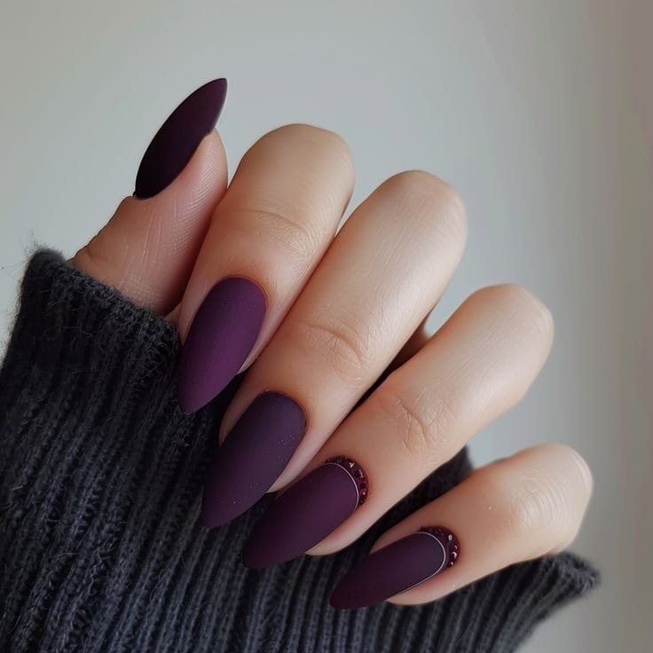 Matte Purple Sophistication dark nail design