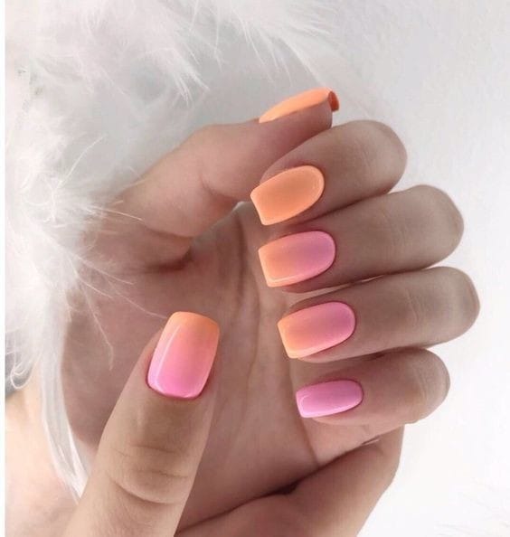 Peach and Pink Blend Nail Designs