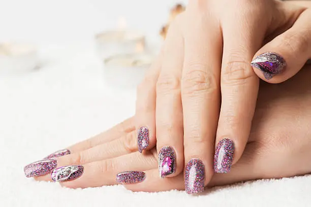 Purple Nails With Glitter