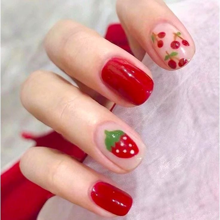 Red and Nude with Cherry or Strawberry Art