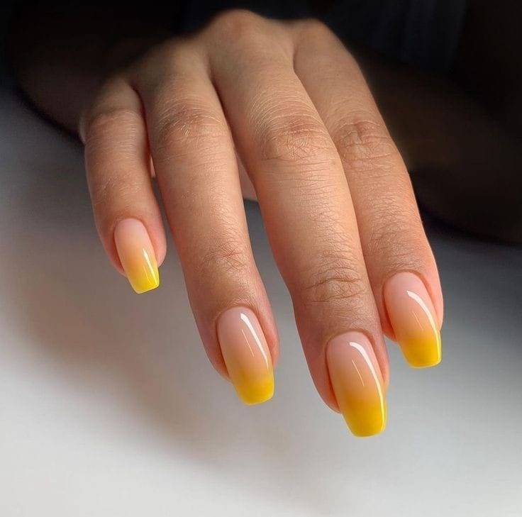 Yellow Ombre Glow Nails