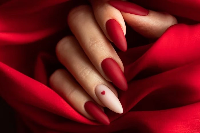 matte red nail art