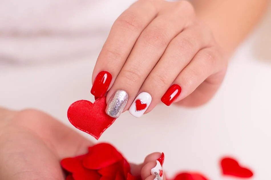 red and silver nails