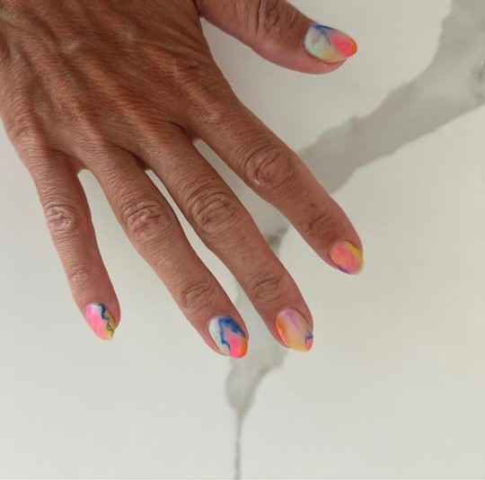 Colorful marble mix end of summer nail designs