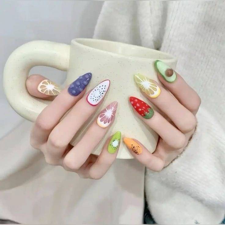 Juicy Fruit Texture Nail Design