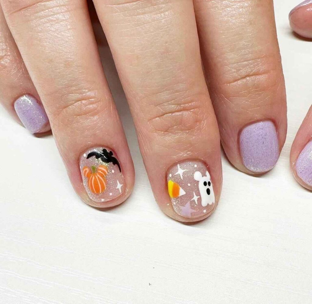 Lavender & Crystal Disney Shorties Nails