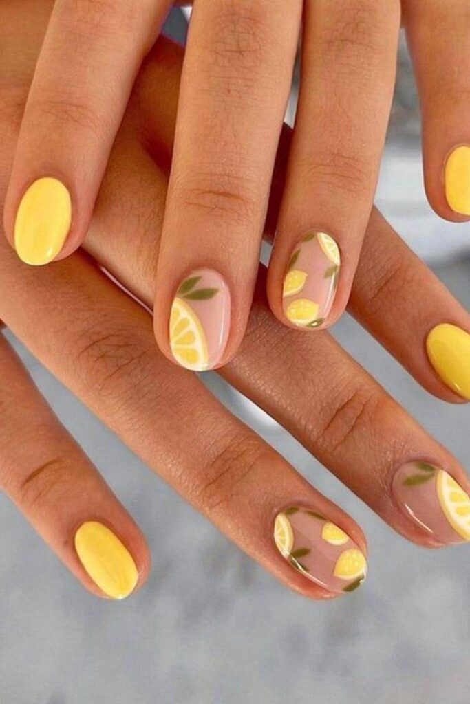 Lime Art from Different Angles Fruit Nails