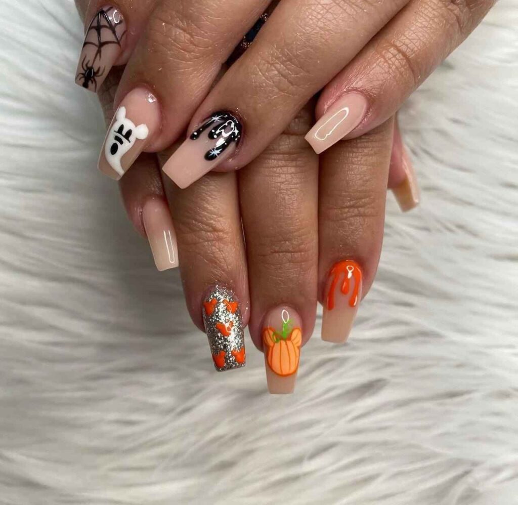 Mickey’s Pumpkin Patch Halloween Nail Ideas