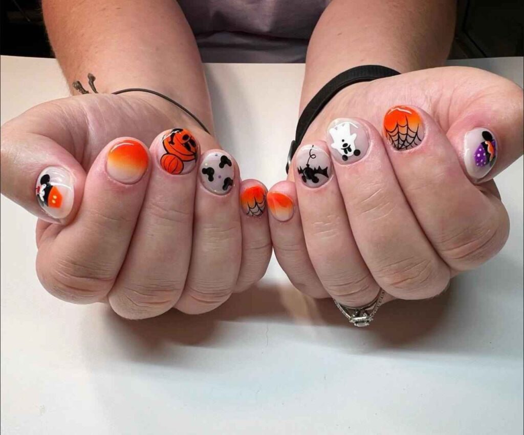 Ombre Spooky Shorties Disney Halloween Nails