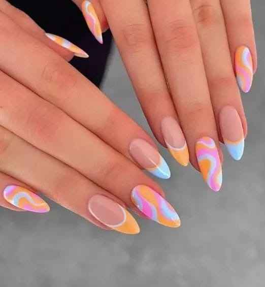 Pastel Swirled Nails and Tips