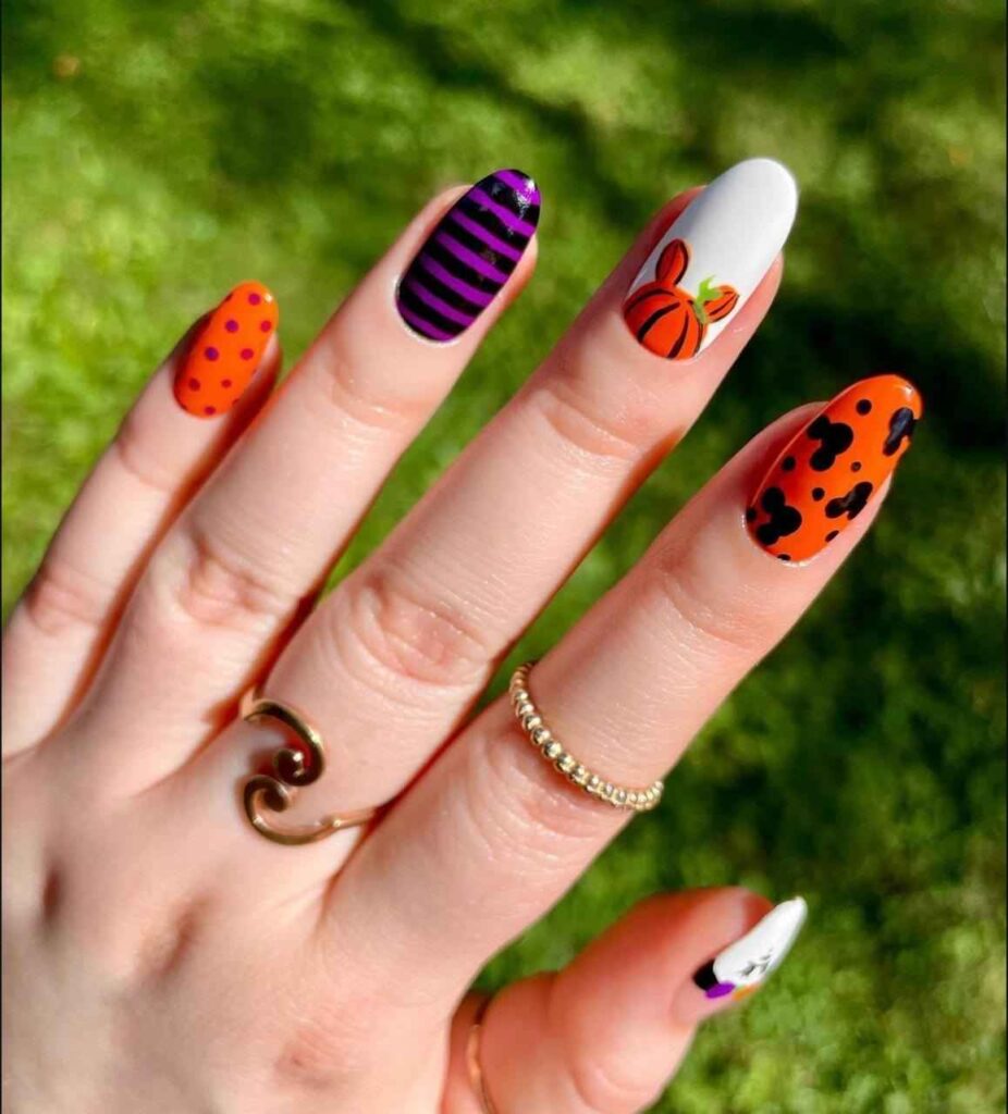 Pumpkin Magic & Disney Charm Nail Art