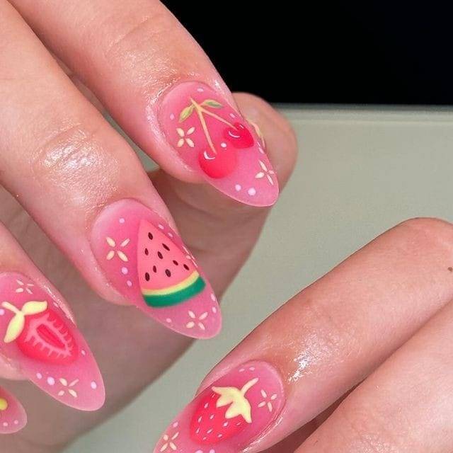 Slushy Illusion with Juicy Fruits Nails