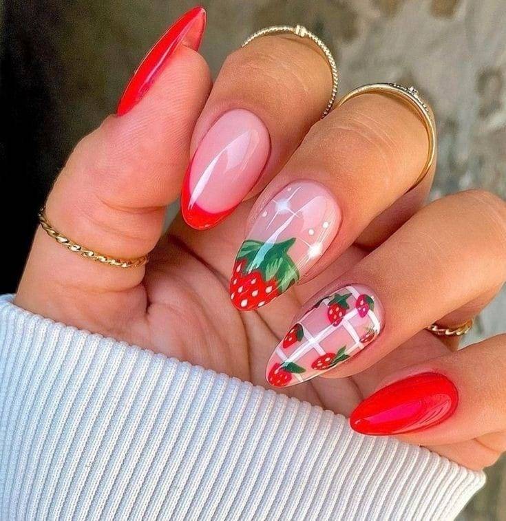 Strawberry-Inspired Design Nails