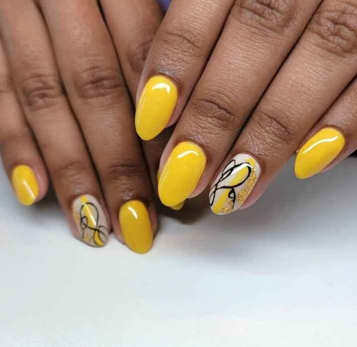 Yellow and rope end of summer nail art