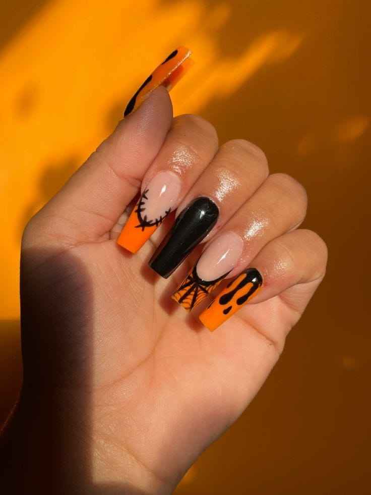 Coffin Nails with Drips and Webs