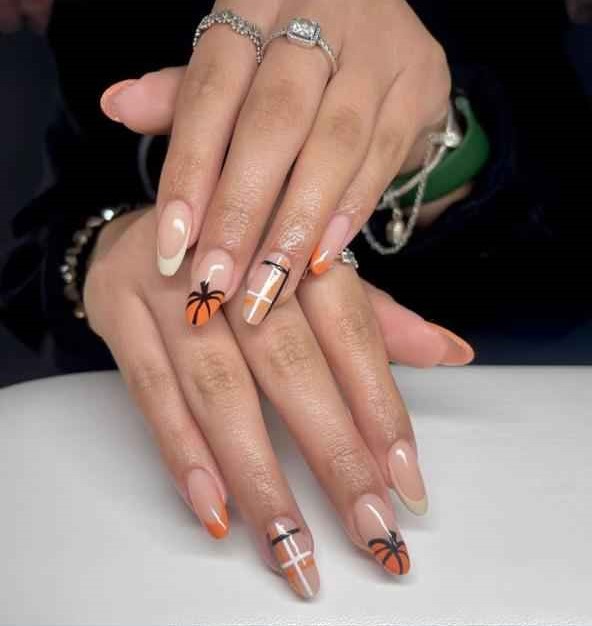 Halloween-Inspired fall Almond Nails