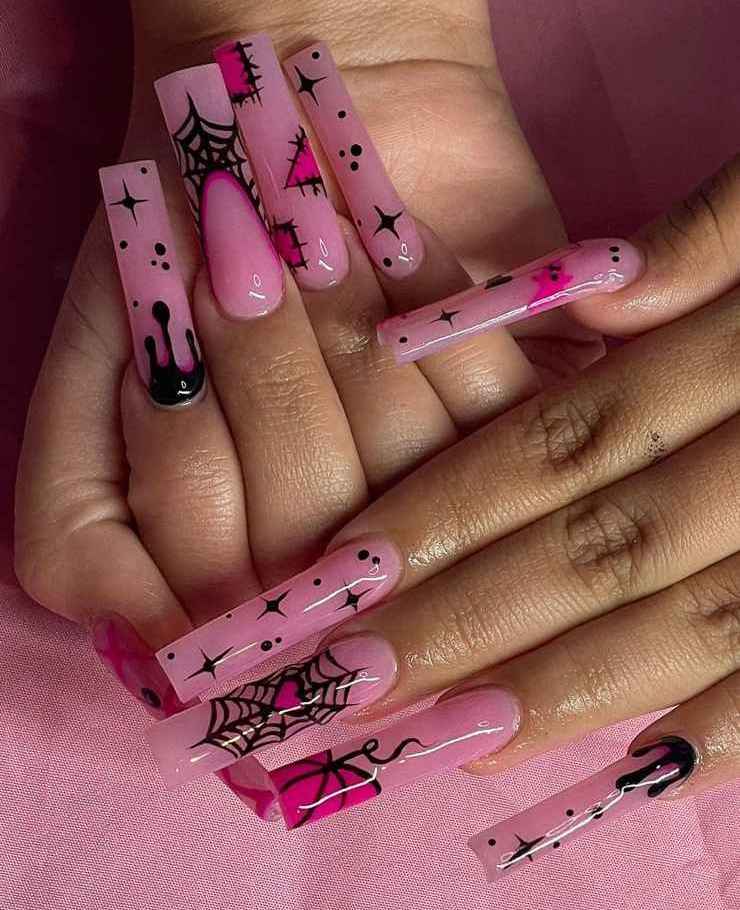 Hot Pink Halloween Nails