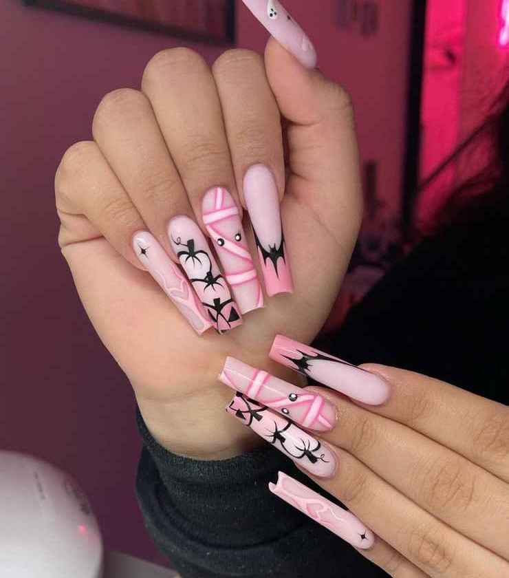 Matte Baby Pink Halloween Nails