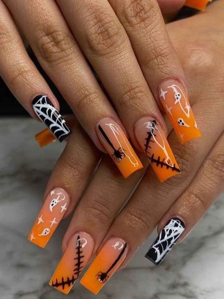 Ombre Nails with Spooky Details