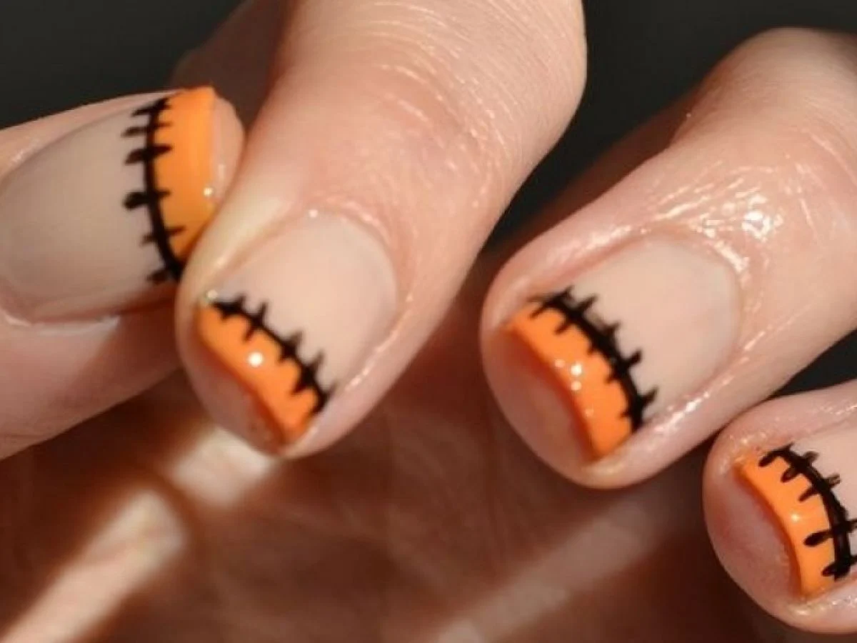 Orange and Black Halloween Nails