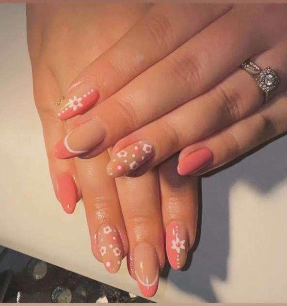 Pink Floral Set baby shower nails