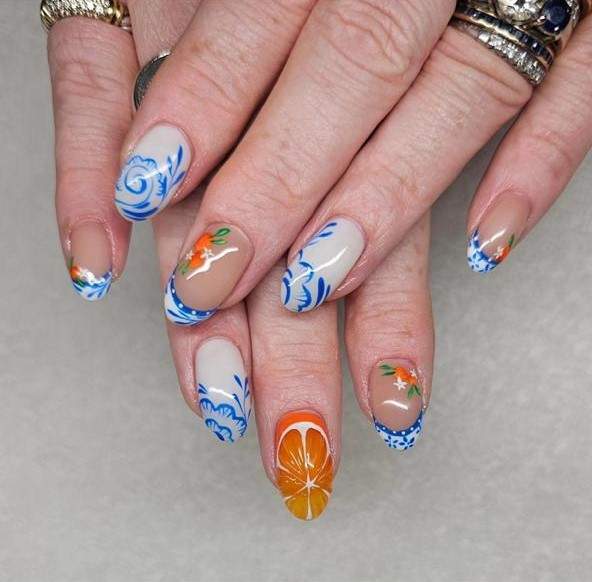 Seasonal Twist with Gender Color Nail Designs