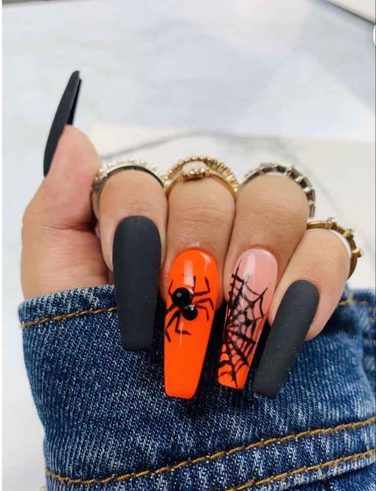 Spider and Web Coffin Nails