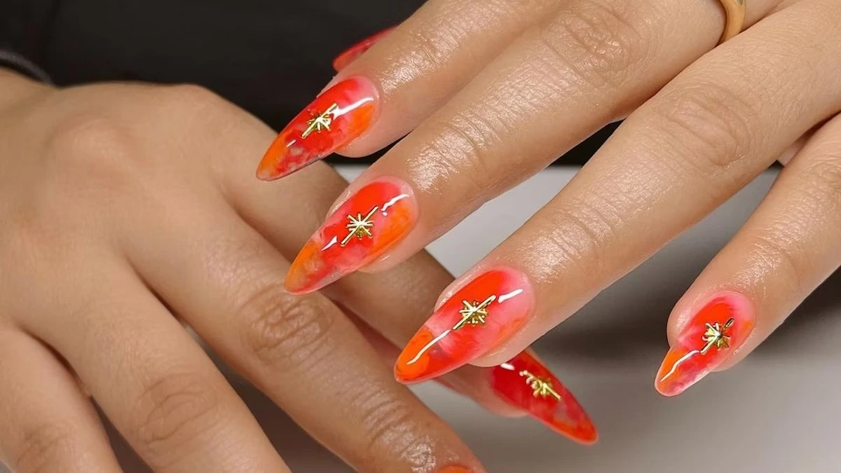 orange fall nails