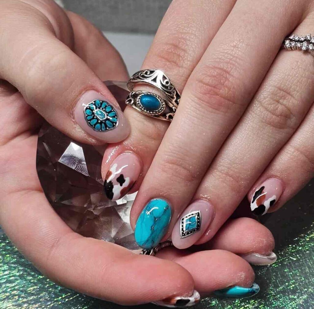 Blue Marble Cowgirl nails