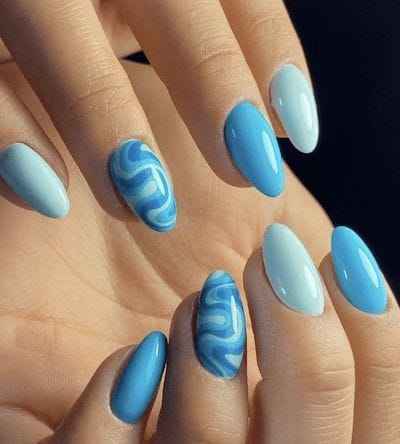 celestial blue & marble dreams nail designs