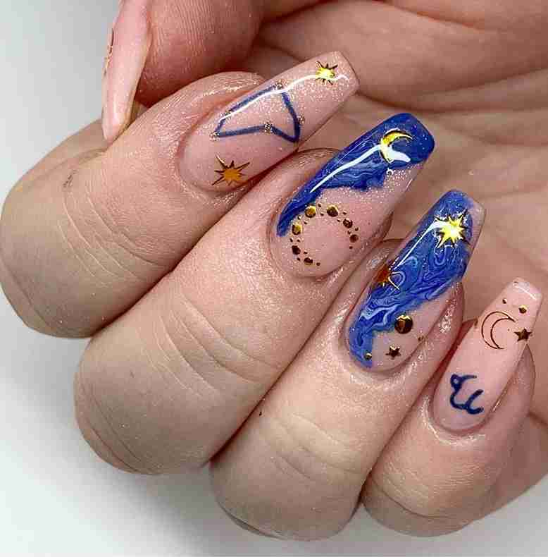 celestial dreams Capricorn nail ideas