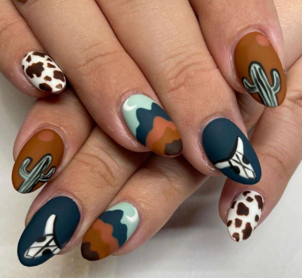 Earthy Western Layers Nail Designs