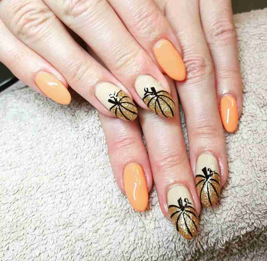 elegant harvest pumpkin nails