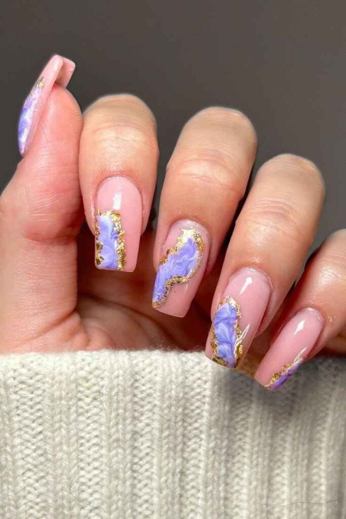  Lavender Marble Accents nail art