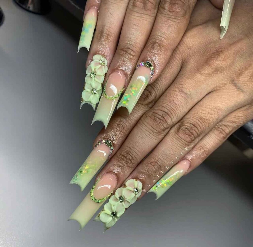 Ombre lime green nail art