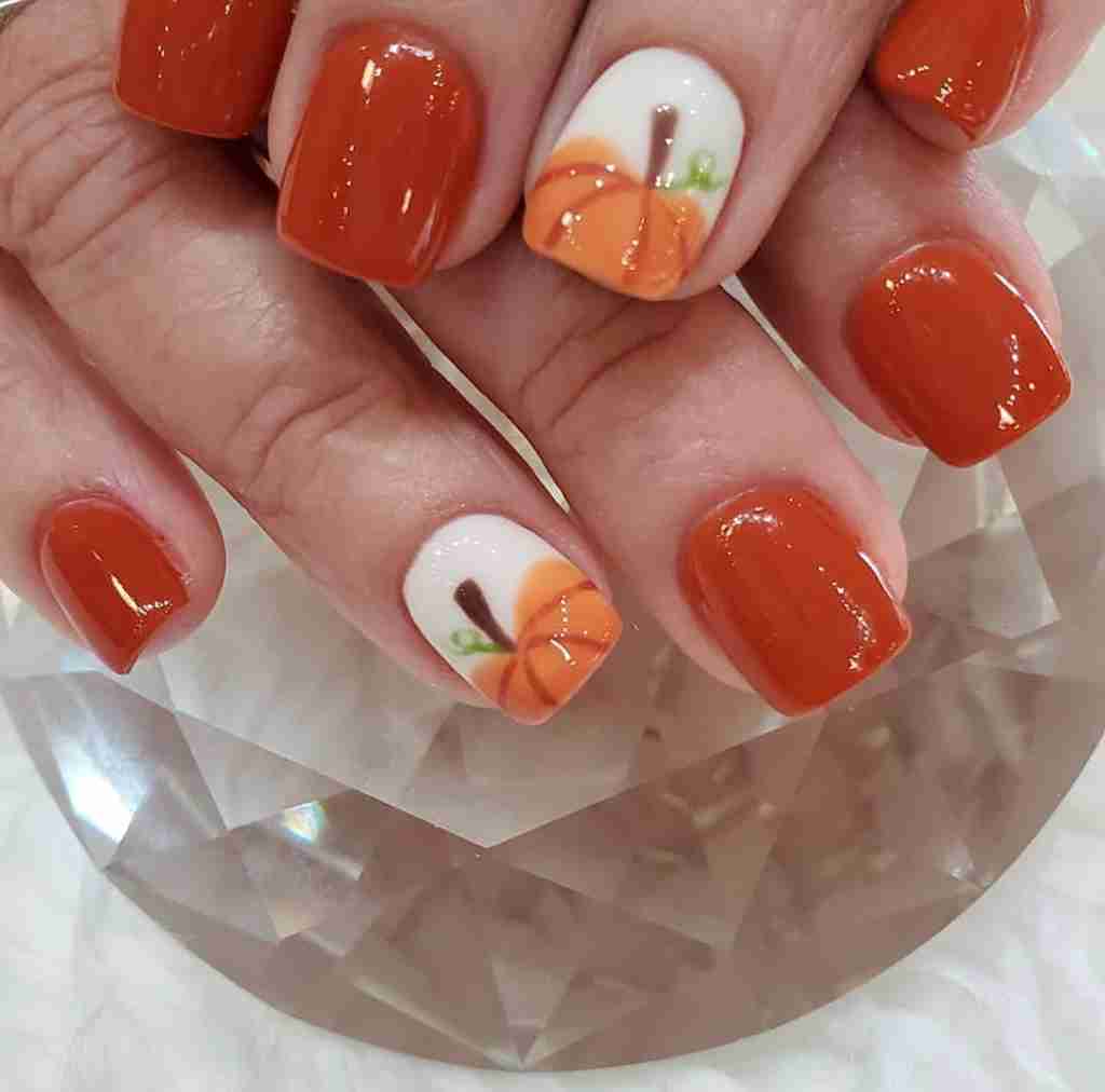 Orange Oasis pumpkin nails