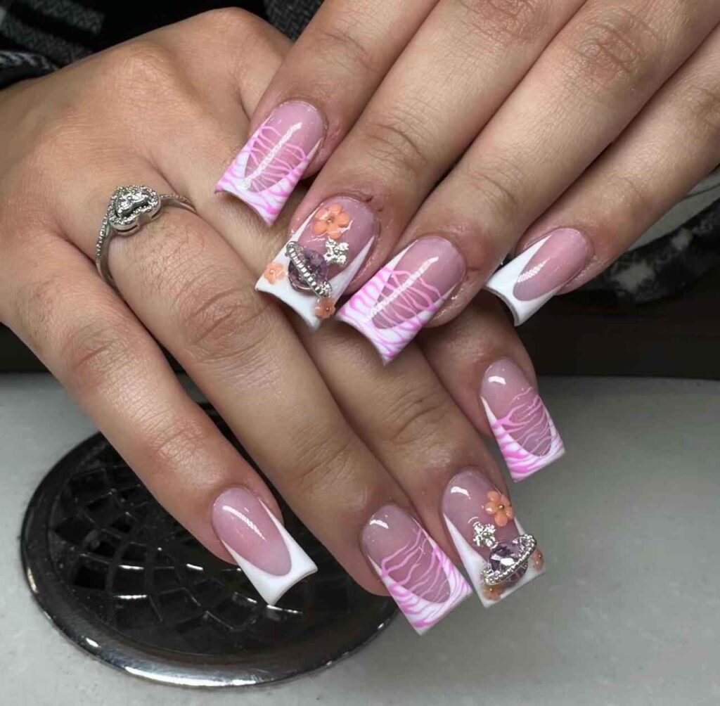 Pink Waves Duck Nail Art