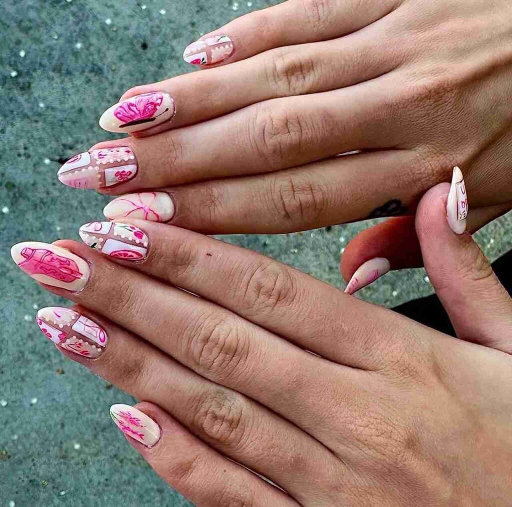 Pretty in Pink Western Nails