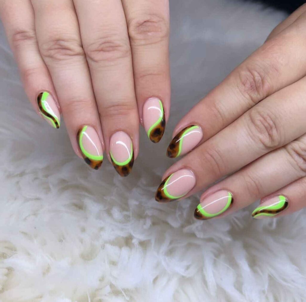 Snake Charm lime green nail designs