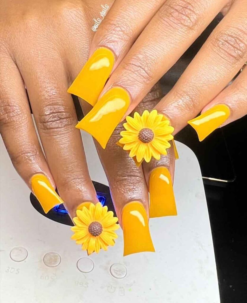 Sunflower Fields Duck Nail Designs