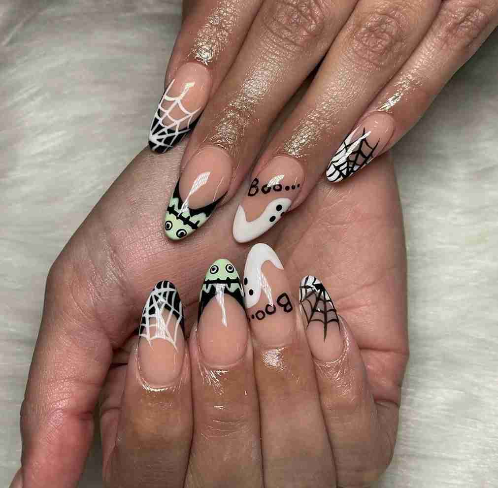 Webbed Boo Surprise Halloween nail art